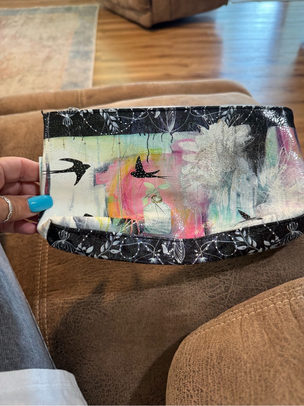 Papaya Colorwash Bird Print Phone Case Pouch
